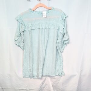 LOFT Light Blue Ruffled Blouse XL